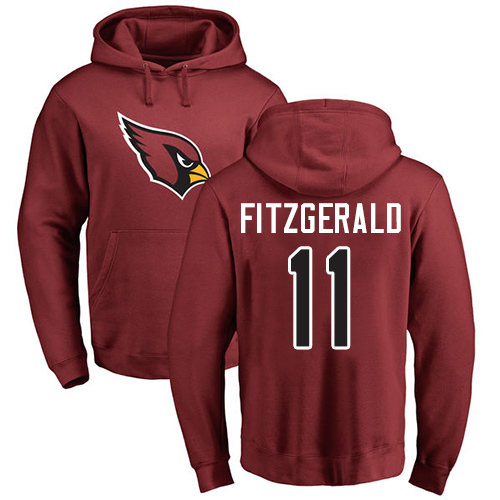 Arizona Cardinals Men Maroon Larry Fitzgerald Name And Number Logo NFL Football #11 Pullover Hoodie Sweatshirts